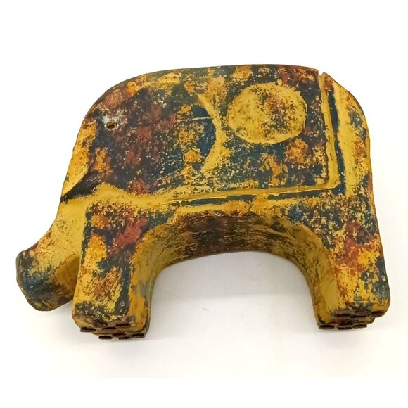 Vintage Unique Cast Iron Metal Bronze Hand Crafted 10" Elephant Statue - Picture 9 of 9